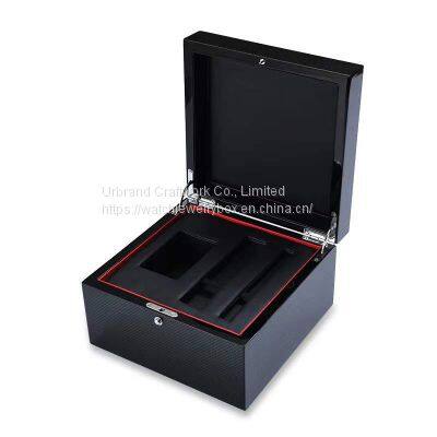 Custom Black High Gloss Piano Lacquer Wooden Jewelry Watch Packaging Solid Wood Gift Box