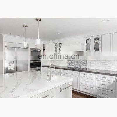 Modern white shaker door refacing stainless steel  accessories light wood kitchen cabinets