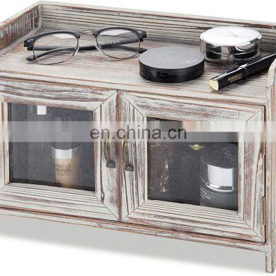 Bathroom Countertop Wooden Cabinet With Glass Windows photo-2