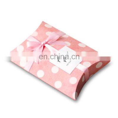 Bulk Sale Cardboard Packaging White Dot Cute Pillow Present Box for Wedding Birthday Party