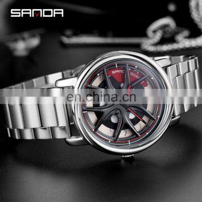 SANDA 1025 Luxury Special Rotating Men Watches Stainless Steel Japan Quartz Watch Male Business Wristwatch photo-5
