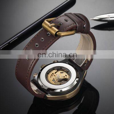 SHENHUA 9869 Luxury Automatic Mechanical Men Wrist Watch Leather Aanlog Display Automatic Mechanical Watch photo-4