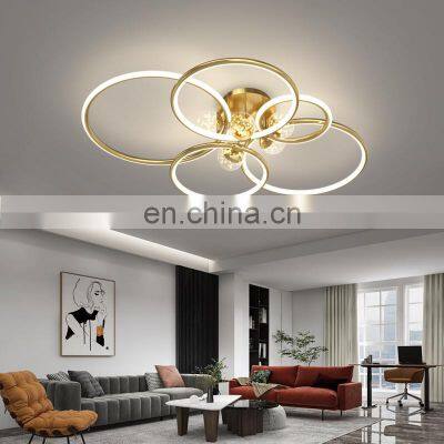 Fashion Style Villa Restaurant Bedroom Decoration Stainless Steel Rings Modern LED Pendant Lamp