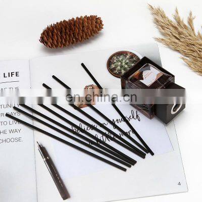 Luxury Hotel Customize Flameless Perfume Oil Fragrance Fiber Rattan Stick Glass Bottle Wood Lid Cover Reed Diffuser For Home photo-3