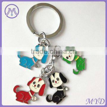 metal key chain with enameled color dogs