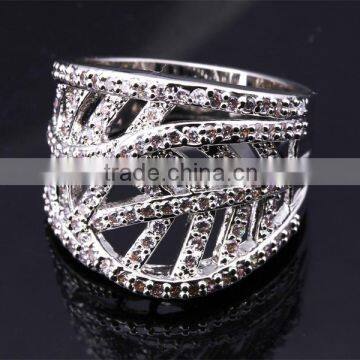 New Design Leaf Shape 2-Tone Inlay Jewelry Luxury Cocktail Party Ring Bijoux photo-5