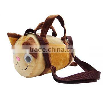 Brown Cute Cat Shaped Velvet Mini Duffel Bag for Kids Children photo-2