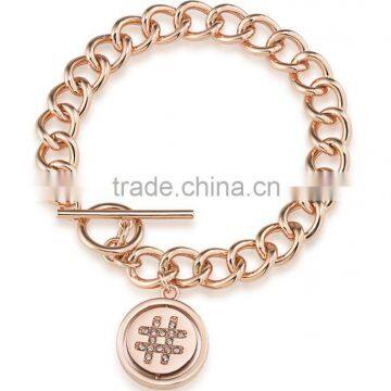 316l Stainless Steel Rose Gold Plated Double Take Love Chain Link Bracelet