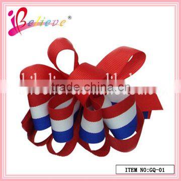 2014 Best Selling National Flag Curly Ribbon French Barrette Hair Clips Wholesale (GQ-01) photo-2