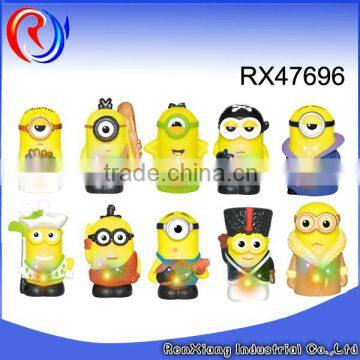 Cartoon toy rubber minions despicable me with light