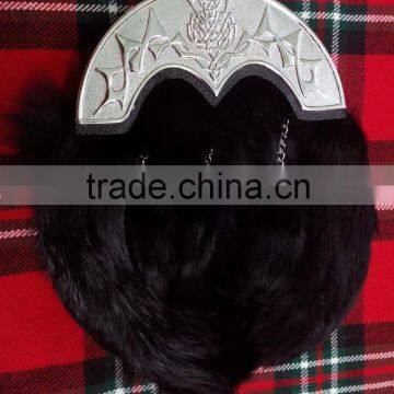 Scottish Full Dress Rabbit Sporran With Celtic Design Cantle Made Of Leather Material