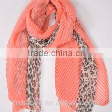 New Arrival 2016 chiffon crinkle leopard print scarf