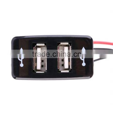 High Quality 12/24V Dual USB Ports Dashboard Mount Car Charger Adapter 5V 2.1A+1A For TOYOTA photo-4
