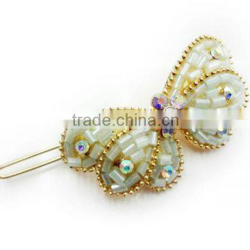 Flying Butterfly Hair Pin Decorated Tube Beads & Stones