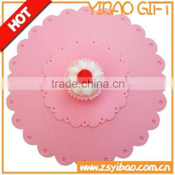 Cream cake design silicone cup lid, lovely design silicone cup lid