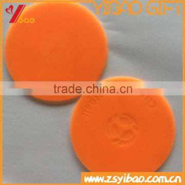 logo debossed silicone cup coasters, round shaped silicone cup mats,