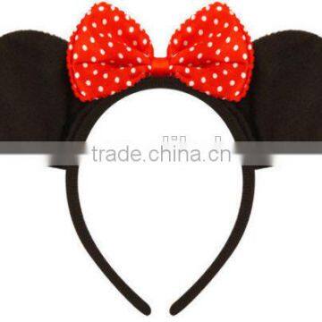 Mouse Ears & Bow Headband - Fancy Dress Costume Mickey Minnie H142