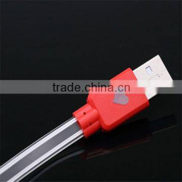 Hot sale red yellow led flashing light flat usb2.0 connector driver download usb data cable for sony walkman