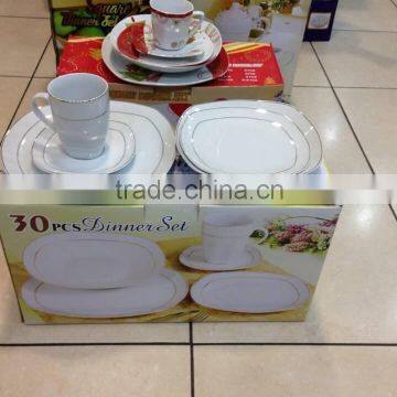 30pcs square dinner set for chile ,30pcs round dinner set for peru,