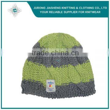 Acrylic Stripe Pattern Custom Logo Knitted Hat