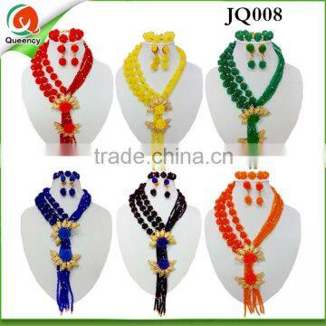 JQ008-2 yellow beautiful nigeria beads come in many colors with long design