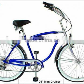 26 inch hi-ten steel frame 7 speed beach cruiser bicycle for men made in China                        
                                                Quality Choice