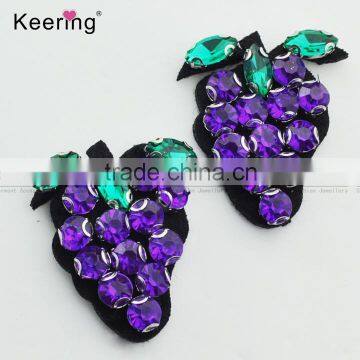 2017 Spring beaded purple grape patch for decoration WPHB-038