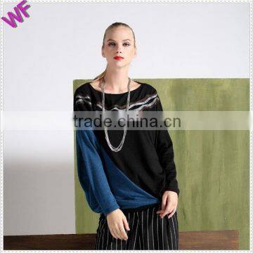 Top fashion Batwing sleeve Knitted woman model simple blouse