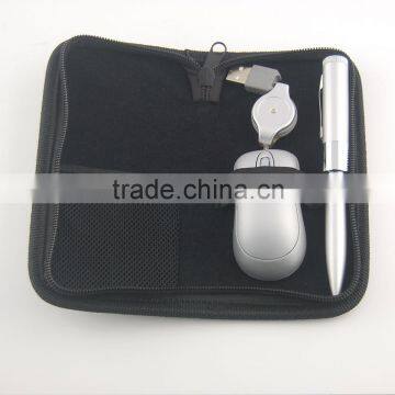 Portable USB kits gift sets with USB pendrive in nylon pouch