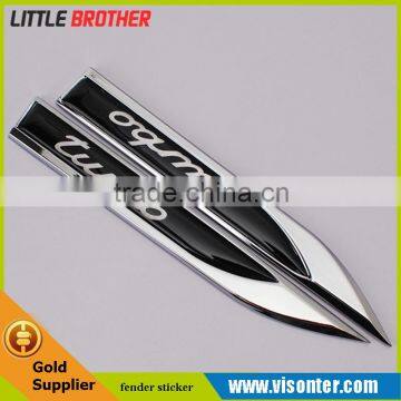 2pcs chrome Auto car Dagger Fender Emblems Sticker Badge Decal fit for TURBO NEW