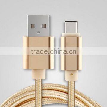 2016 Wholesale custom cell phone custom usb charger cables usb type-c cable(golden)