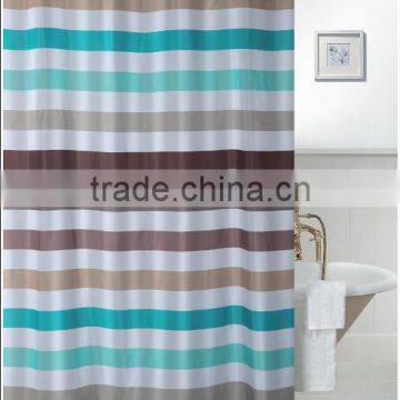 Rixing polyester wholesale transfer printing stripe shower curtain