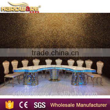 New Design Sound Induction LED Stainless Steel Base High Gloss Top Banquet Table photo-3