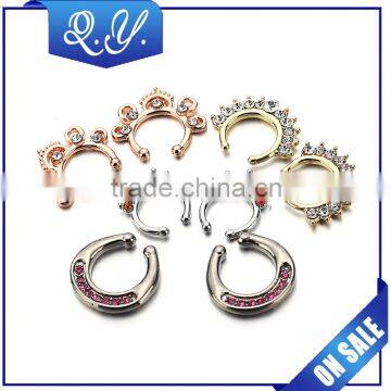 Colored crystal septum nose piercing stainless steel nose ring