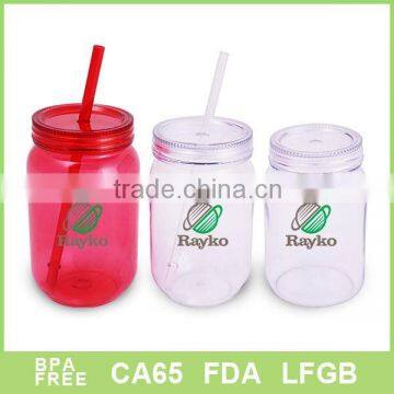 BPA Free plastic mason jar without handle