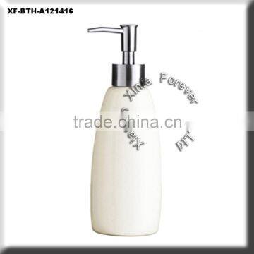 high white glazed stoneware bath dispenser