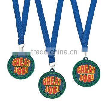 Hot Sale Custom Made Sports Event Plastic 3D Design Soft PVC Award Rubber Great Job Medals with Ribbon for Promotional Gifts