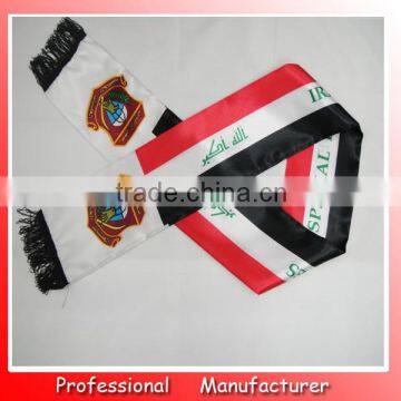 world cup custom fashion football scarf,cheering satin soccer scarf,durable fans scarf