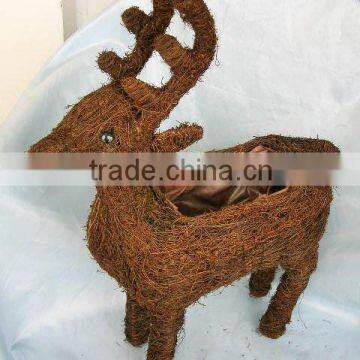 Reindeer Rattan Animal Planter