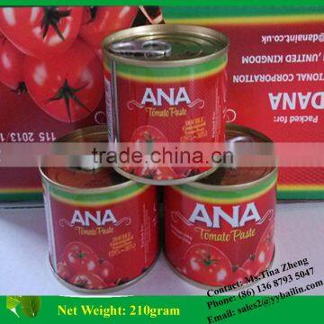 Factory Supply 210gram Tinned Tomato Paste