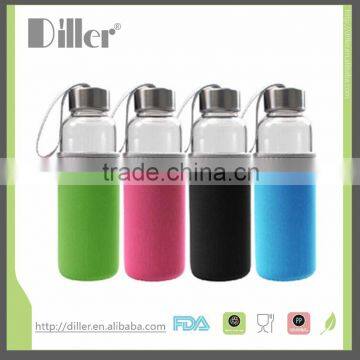 wholesales alibaba cheap glass water bottle with silicone sleeve