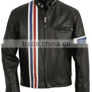 Mens Straight Semi Motorbike Leather Jacket