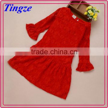 Hot sale 2-7 years old baby girl silk dress kids christmas winter 7- long sleeve party dress