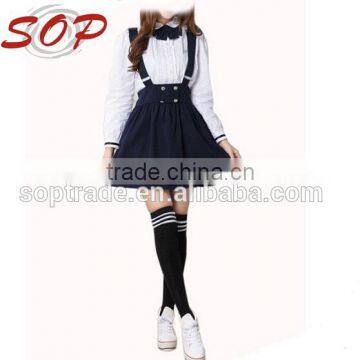 Long sleevess japanese girl high school uniform skirt made in china