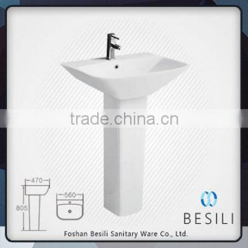 Simple modern bathroom ceramic sink pedestal wash basin J8011