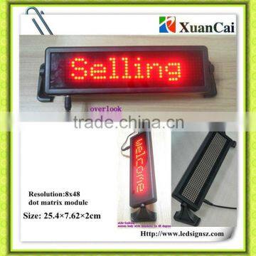 ABS fire proof black frame Red color Mini display-8x48 LED programmable sign