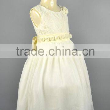 Baby Girls Ivory Communion Bridal Wedding Party Lace Dress Kids Wear Bridesmaid Flower Waist Collar Dress photo-3