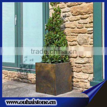 Useful planters square shape rusty slate stone colorful flower pot