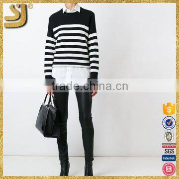 Hot Sell Woman Fashion Suit Stripe Wool Sweater photo-6
