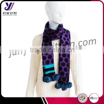 High quality women knitted infinity scarf pashmina scarf with ball (accept custom)